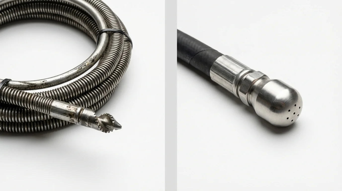 Drain snake cable and hydro jetting nozzle used for drain cleaning in Mount Sterling, IL